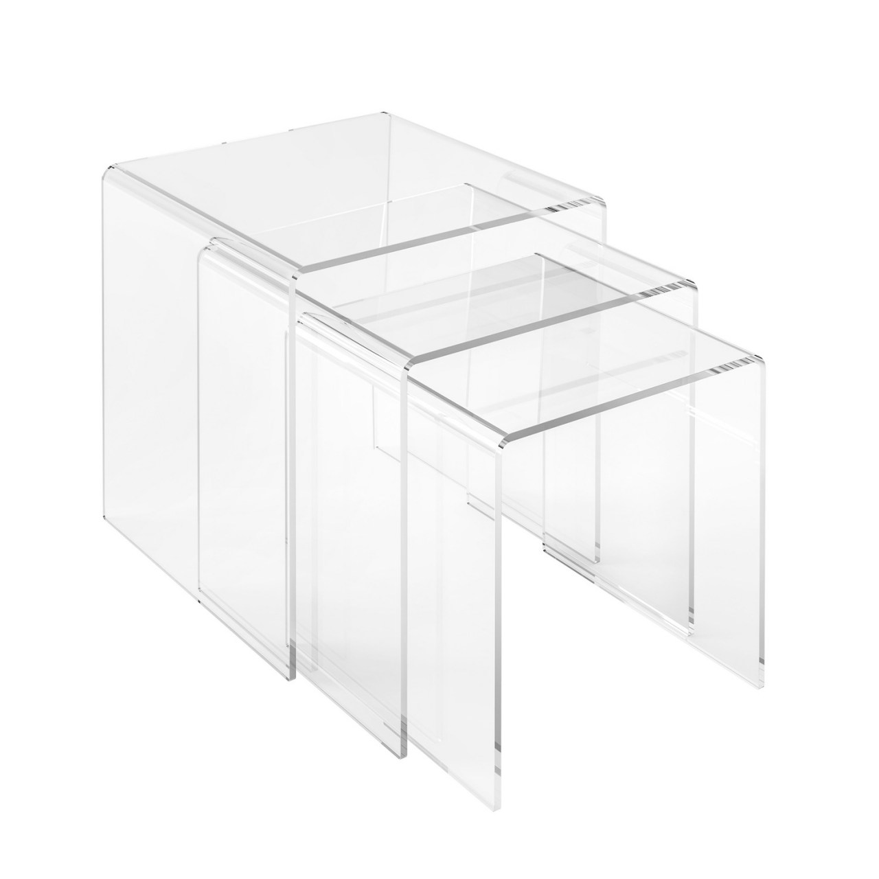 LuceSolida 30x30xH55 cm Round Flow Tavolino in Plexiglass Lato Divano con Portariviste Trasparente da Salotto o Camera 